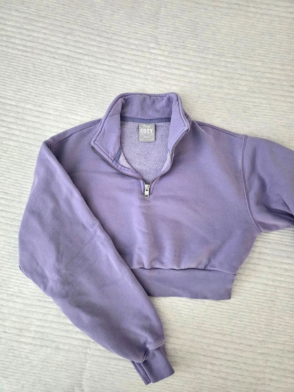 TNA Cozy Fleece Purple Quarter-Zip Pullover